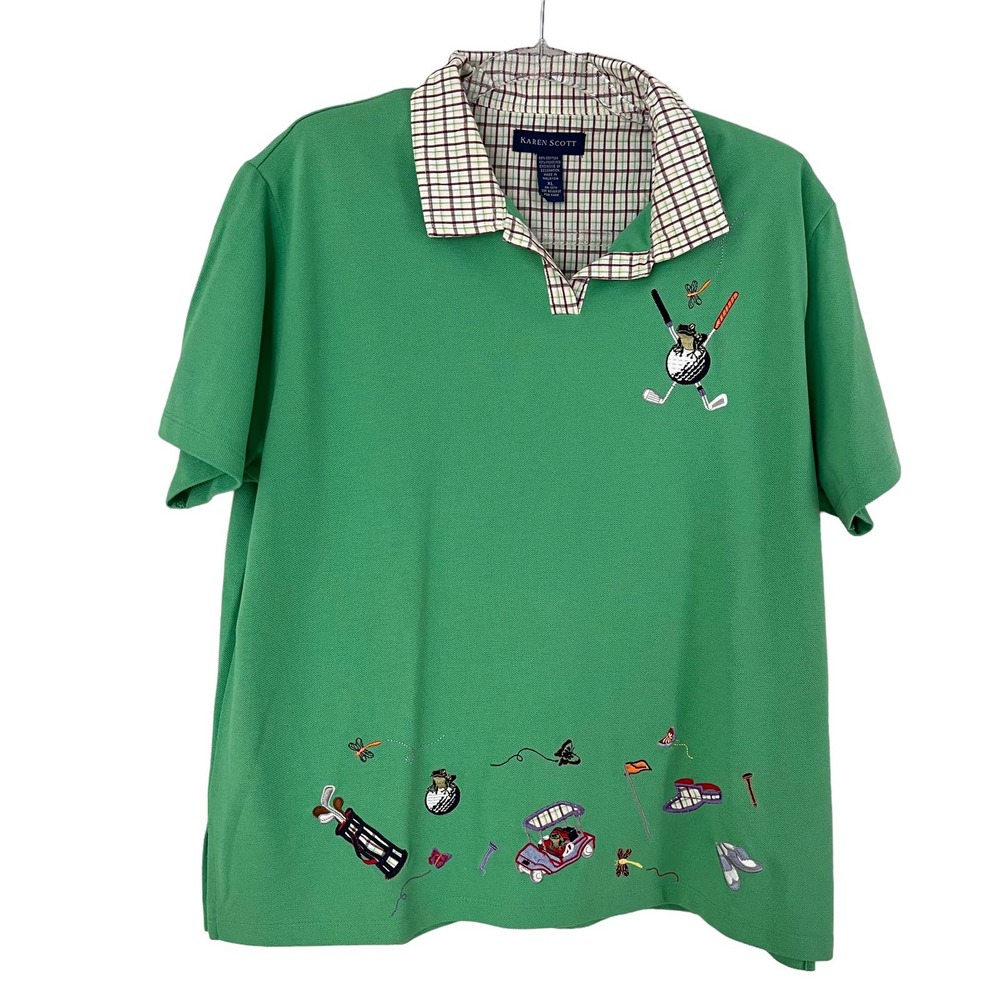 VINTAGE GOLF POLO SHIRT TOP BY KAREN SCOTT WOMEN SIZE L-XL